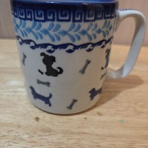 Blue and White Dog Pattern Mug